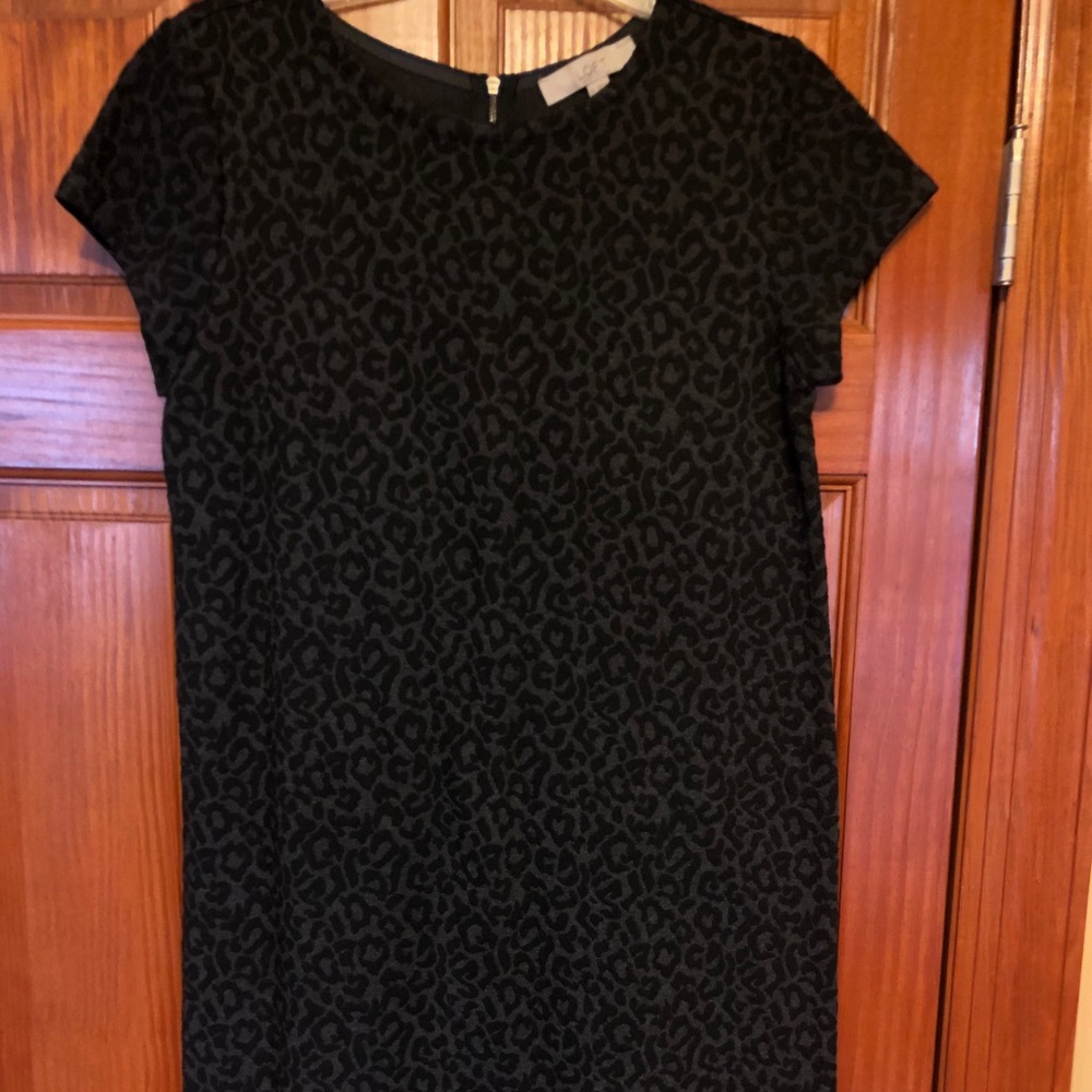 2/$25 LOFT leopard print (black on gray) dress